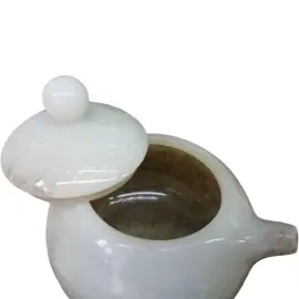 Чайный набор из белого и зеленого нефрита "Восточный нефрит" на 3 персоны, 4 предмета